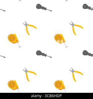 Tools scattered on a white background showcasing an array of measuring and gripping instruments Stock Vector