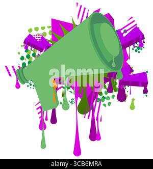 Megaphone graffiti. Abstract modern street art decoration performed in urban painting style. Stock Vector