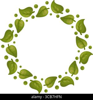 a frame with green leaves, perfect for natural, eco friendly, or botanical themed projects. Stock Vector