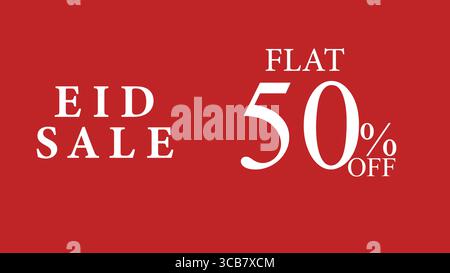 Eid Sale flat 50% off, special festive discount offer for customers, perfect for seasonal promotions and marketing campaigns. Stock Vector
