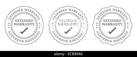 Extended Warranty Badge or Stamp Vector Set Stock Vector