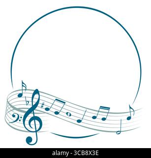 The stylized blue frame with music notes. Stock Vector