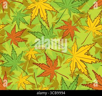 A seamless background with autumn maple leaves. Stock Vector
