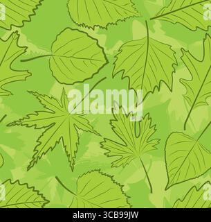 A seamless background with leaves of trees. Stock Vector