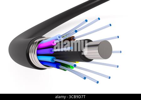Fiber optic cable on white background. Isolated 3D illustration Stock Photo
