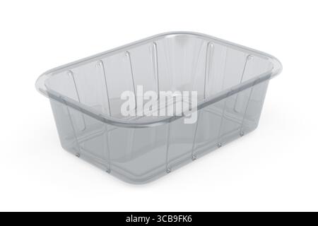 Plastic food container on white background. Isolated 3D illustration Stock Photo