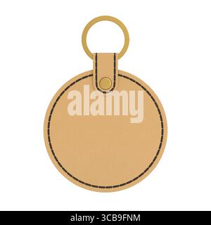 Leather keychain on white background. Isolated 3D illustration Stock Photo