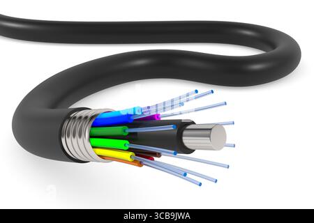 Fiber optic cable on white background. Isolated 3D illustration Stock Photo