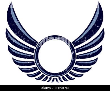 A round symbol with wings of a bird. Stock Vector