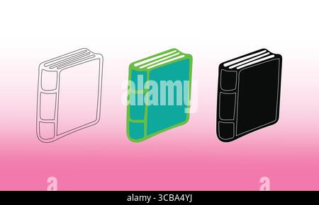 Three Book Icons With Colorful Design on Gradient Background Stock Vector