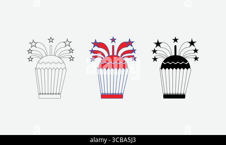 Firework Cupcake Illustration Celebration & Festivity Stock Vector