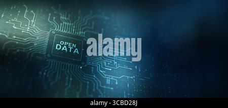 Open Data Concept and Big Data Analytics, Cloud Technology and Digital Transformation. Stock Photo