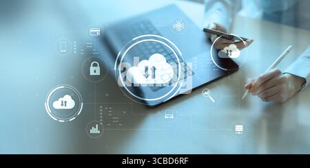 Cloud Computing and Secure Data Storage in Digital Environment. Stock Photo