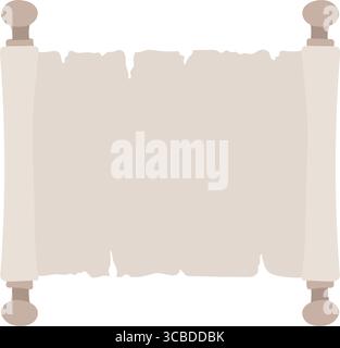 Beige vector illustration of an old Scroll with soft edges and handles. Art of retro blank paper for invitations, fairytale designs, treasure maps, or historical fantasy themes. Drawing for kids. Stock Vector