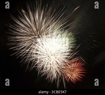 Firework display against black sky Stock Photo