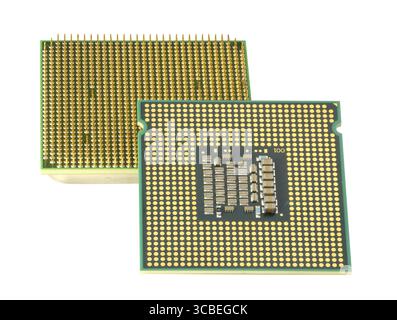 Computer accessories, modern central processors, isolated, turned, hyper DoF Stock Photo