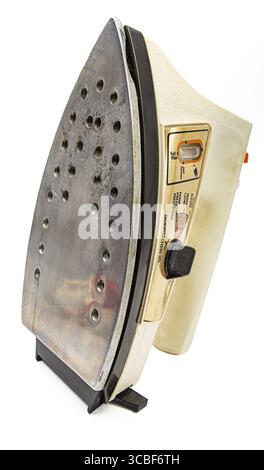 Old electric iron isolated on a white background Stock Photo