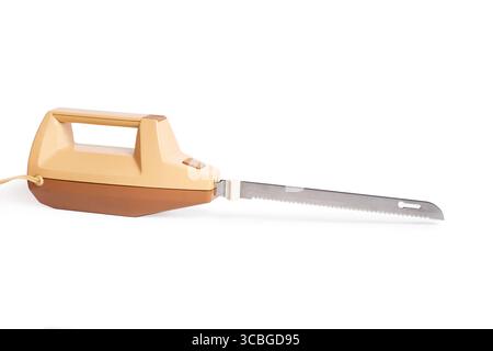 A vintage brown electric knife isolated on a white background Stock Photo