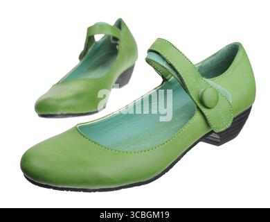 Pair of light summer women's shoes, isolated on white background Stock Photo