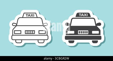 Taxi sticker icon in flat style. Taxicab vector illustration on isolated background. Transport sign business concept. Stock Vector
