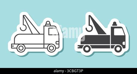 Tow track sticker icon in flat style. Service car vector illustration on isolated background. Transport sign business concept. Stock Vector