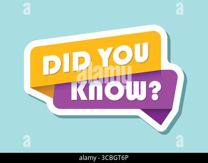 Did you know sticker icon in flat style. Banner interesting facts vector illustration on white isolated background. Explanation sign business concept. Stock Vector