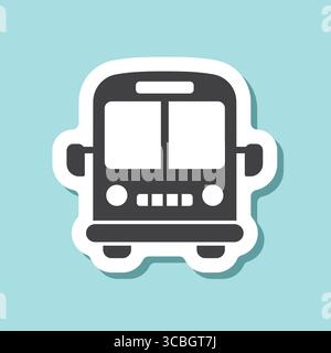 Bus sticker icon in flat style. Autobus vector illustration on isolated background. Transport sign business concept. Stock Vector