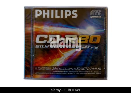 Philips CD-R80 CD-R cd disc silverspeed 24X isolated on white background Stock Photo