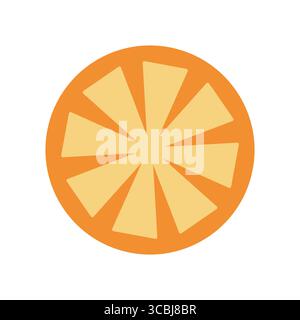 Fresh orange slice isolated on white background. Tangerine. Organic fruit. Cartoon style. Vector illustration for decorative poster, emblem Stock Vector