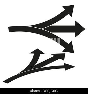 Road fork symbol. Multiple direction arrow. Choice concept icon. Vector path illustration. EPS 10. Stock Vector