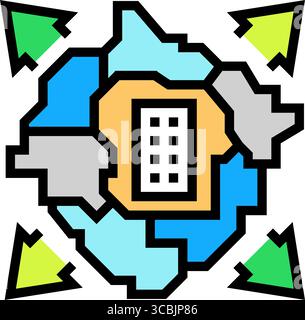 Urban sprawl color line icon. Urbanization. Expansion of megalopolises ...
