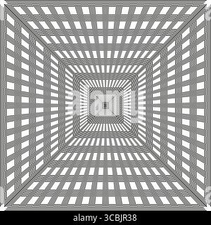 Tunnel grid pattern. Infinite illusion Vector. Concentric square shape. Abstract geometric background. EPS 10. Stock Vector