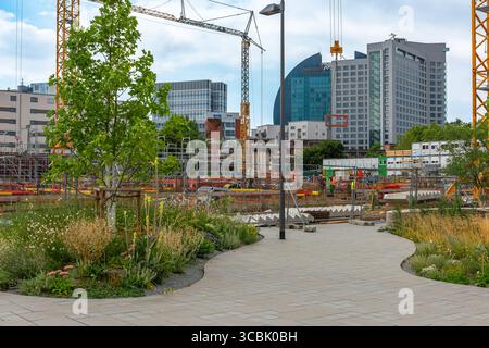 Construction site in the new residential area in Frankfurt-Bockenheim, Hesse, Germany Stock Photo