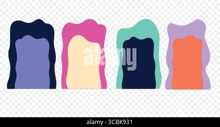 Abstract vector shapes with wavy, scallop borders Stock Vector