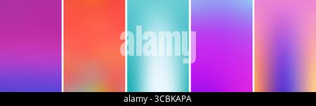 Abstract textured background, psychedelic pattern with beautiful smooth lines, purple, yellow and blue colors. set of 3 vertical images, banner. conce Stock Photo