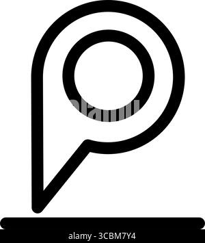 A minimalist black icon represents a location pinpoint, ideal for maps, addresses, and destination indicators. Stock Vector