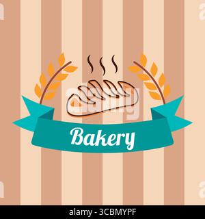Bakery bread steam ribbon logo. Vector Stock Vector