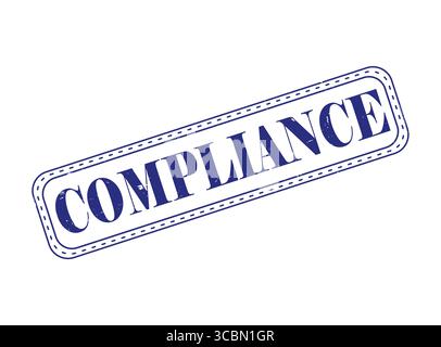 A Blue Compliance Rubber Stamp Seal on White for Business and Quality Control Stock Vector