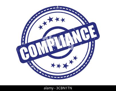 A Double Circle Dotted Border Compliance Blue Rubber Stamp Stock Vector