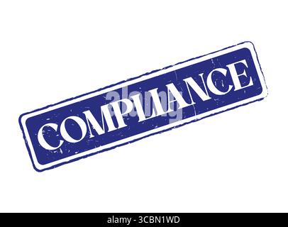 A Blue Compliance Rubber Stamp with Thin Dotted Line Border Stock Vector