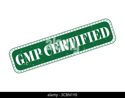 A GMP Certified Green Rubber Stamp Seal with Dotted Border for Quality Stock Vector