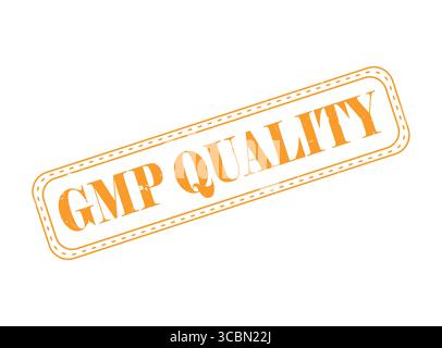 A Orange GMP Quality Rubber Stamp for Standard and Regulation Approval Stock Vector