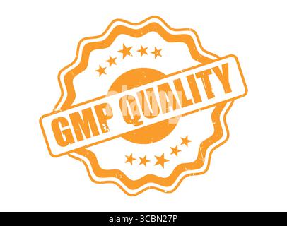 A Decorative Border GMP Quality Orange Rubber Stamp for Standards and Approval Stock Vector