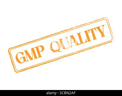 A Orange GMP Quality Rubber Stamp with a Dotted Outline and Text Stock Vector