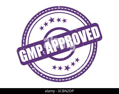 A Double Circle Dotted Border GMP Approved Purple Rubber Stamp Stock Vector