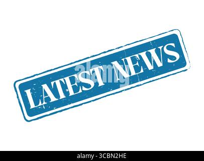 A Blue Latest News Rubber Stamp with Thin Dotted Line Border Stock Vector