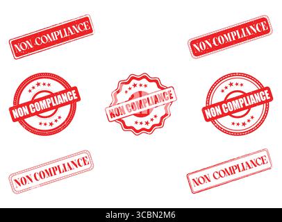 A Collection of Red Non-Compliance Rubber Stamp Seals for Business and Legal Stock Vector