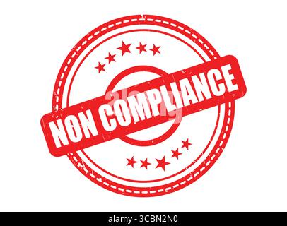 A Double Circle Dotted Border Non-Compliance Red Rubber Stamp Stock Vector