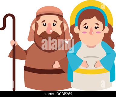 Joseph Mary nativity couple. Vector Stock Vector