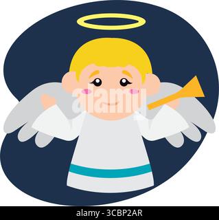 Angel with halo and trumpet. Vector Stock Vector